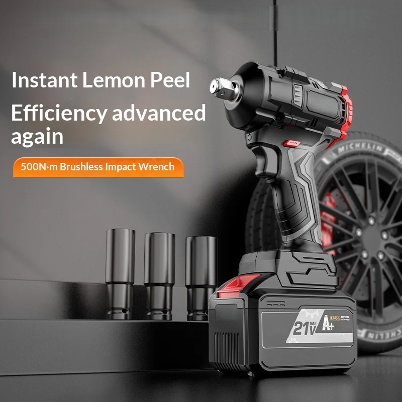 Brushless Lithium Electric Wrench 500n High Power High Torque Impact Wrench For Construction Sites Gisam Klucz Udarowy 임팩 렌치