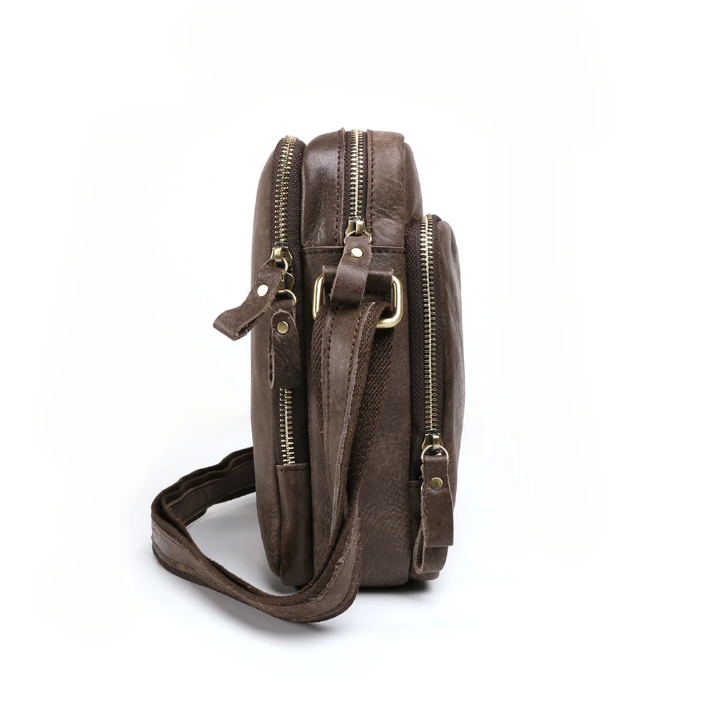 Men's large capacity shoulder bag casual vintage cowhide crossbody bag for men