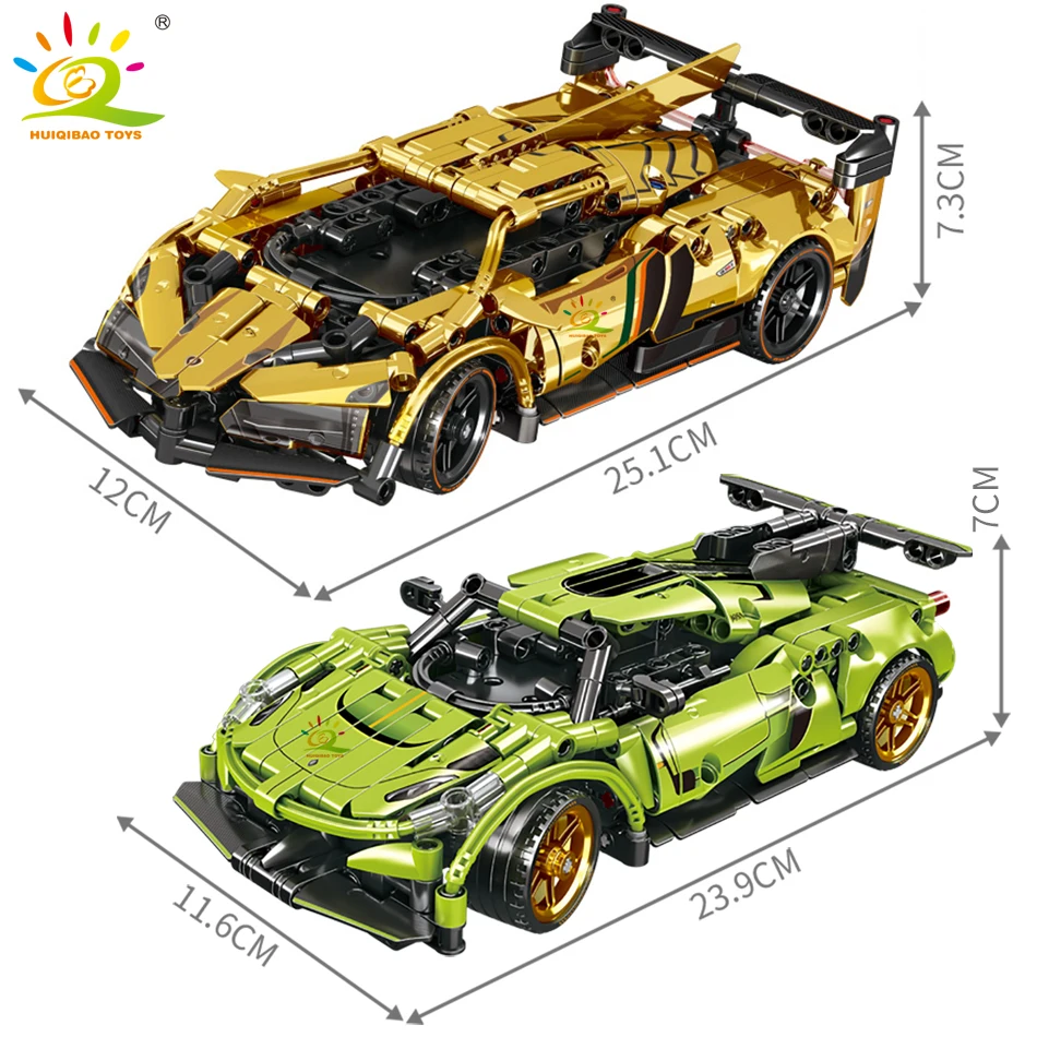 HUIQIBAO RC Technical Super Racing Car Model Building Block Autocar MOC Remote Control Vehicle Brick Children Construction Toy