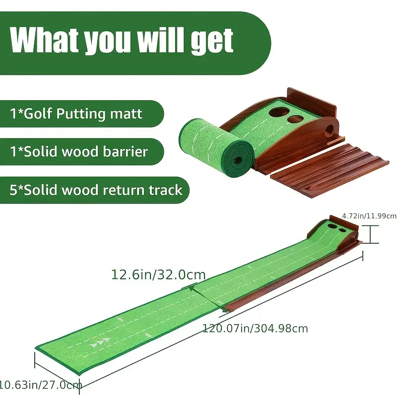 Perfect Practice Golf Putting Mat With Ball Return Portable Indoor Outdoor Golf Training Aid