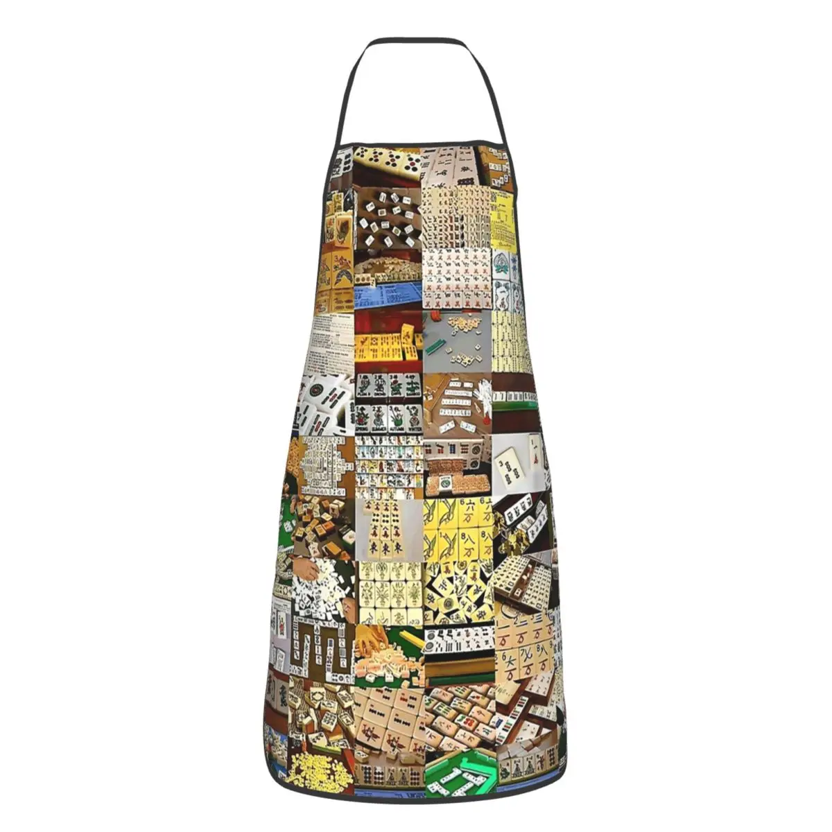 Mahjong Collage Apron Chef Cooking Tablier Waterproof Bib Kitchen Cleaning Pinafore for Women Men Painting