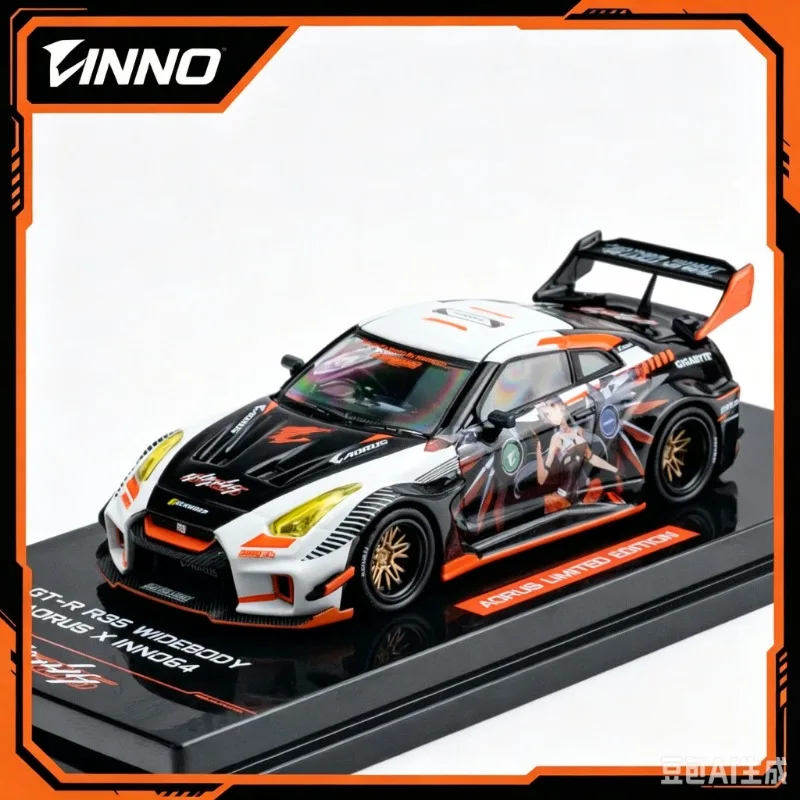 INNO 1:64 Nissan GT-R R35 Wide Body AORUS Limited Edition Alloy Car Model Adult Collectibles, Simulation Static Ornament.
