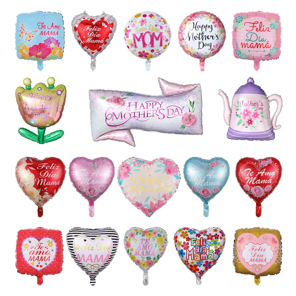 1/10Pcs Happy Mother's Day Foil Balloons Heart Round Inflatable Helium Balloons Mother's Day Party Decor Best Mom Ever Globos