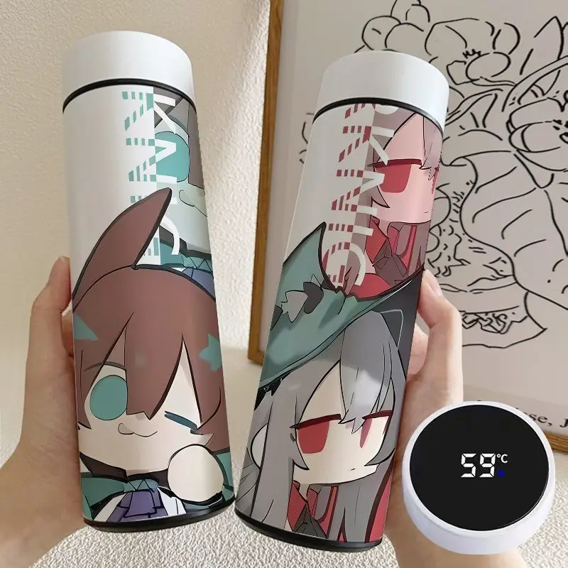 Anime Arknights Passenger Theresa Cosplay 500ML Temperature Display Thermos Cup Stainless Steel Coffee Mug Thermos Birthday Gift