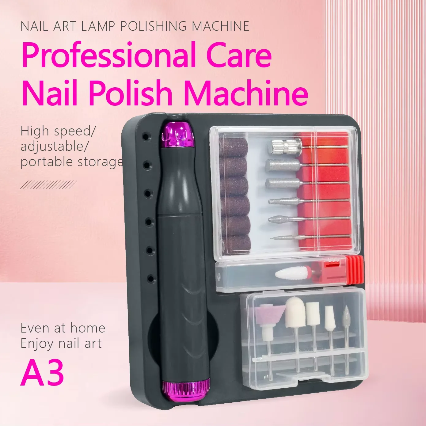 เครื่องเจียรเล็บ A3 18,000 รอบต่อนาที แบบ USB, 12 หัวเจียรสำหรับทำเล็บมือ/เล็บเท้า, เครื่องกำจัดหนังด้านและตาปลา, ปรับความเร็วได้ สำหรับใช้ที่บ้าน/ร้านเสริมสวย