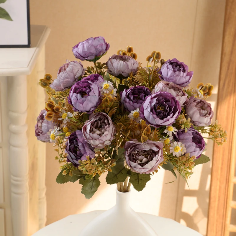 

Small handle bouquet simulated flower fake bouquet plastic flower living room decoration flower arrangement rose tire decorative
