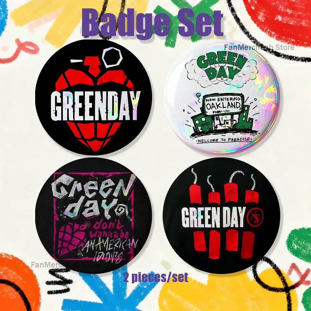 

Band G-Green Day 2-piece set Pins Backpack Clothes Jewelry Accessories Cartoon Round Brooch Button Badge Fans Collection Gifts