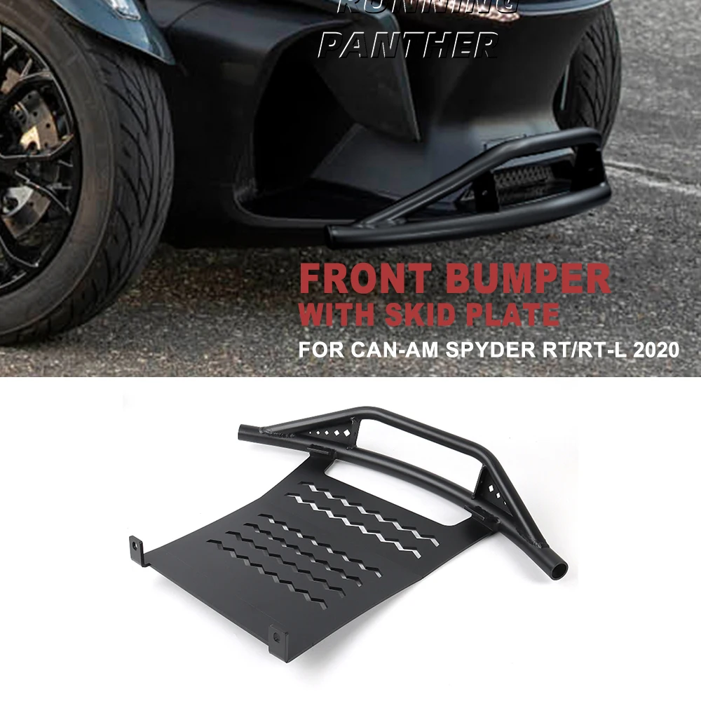 

New For Can-Am Spyder RT/RT-L 2020-2025 Black Aluminum Front Bumper with Skid Plate Protective Motorcycle Accessories