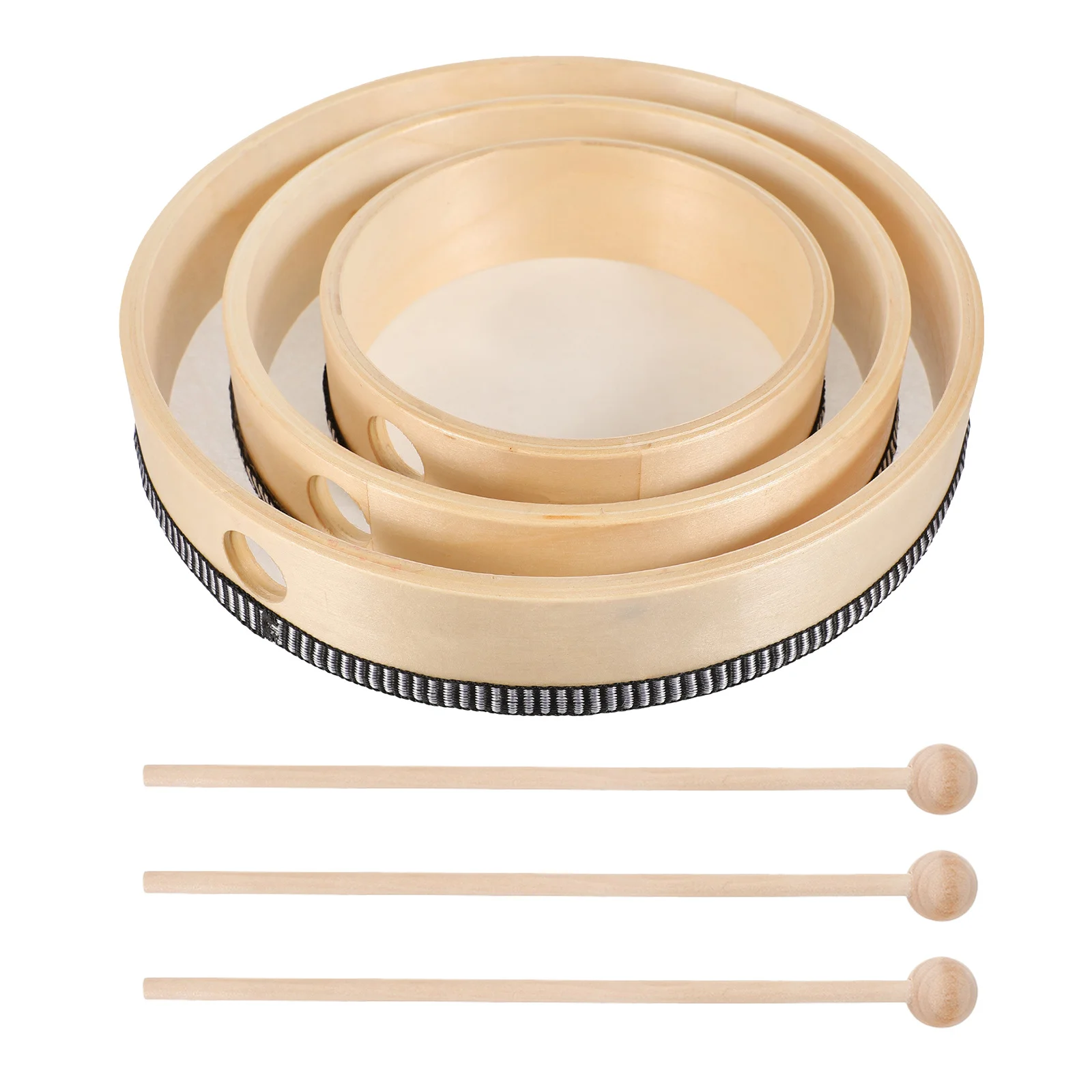 6 قطعة مجموعة طبلة يدوية إطار خشبي ممتاز أحجام مختلفة أدوات قرع تعليم الموسيقى المبكرة تطوير الإيقاع