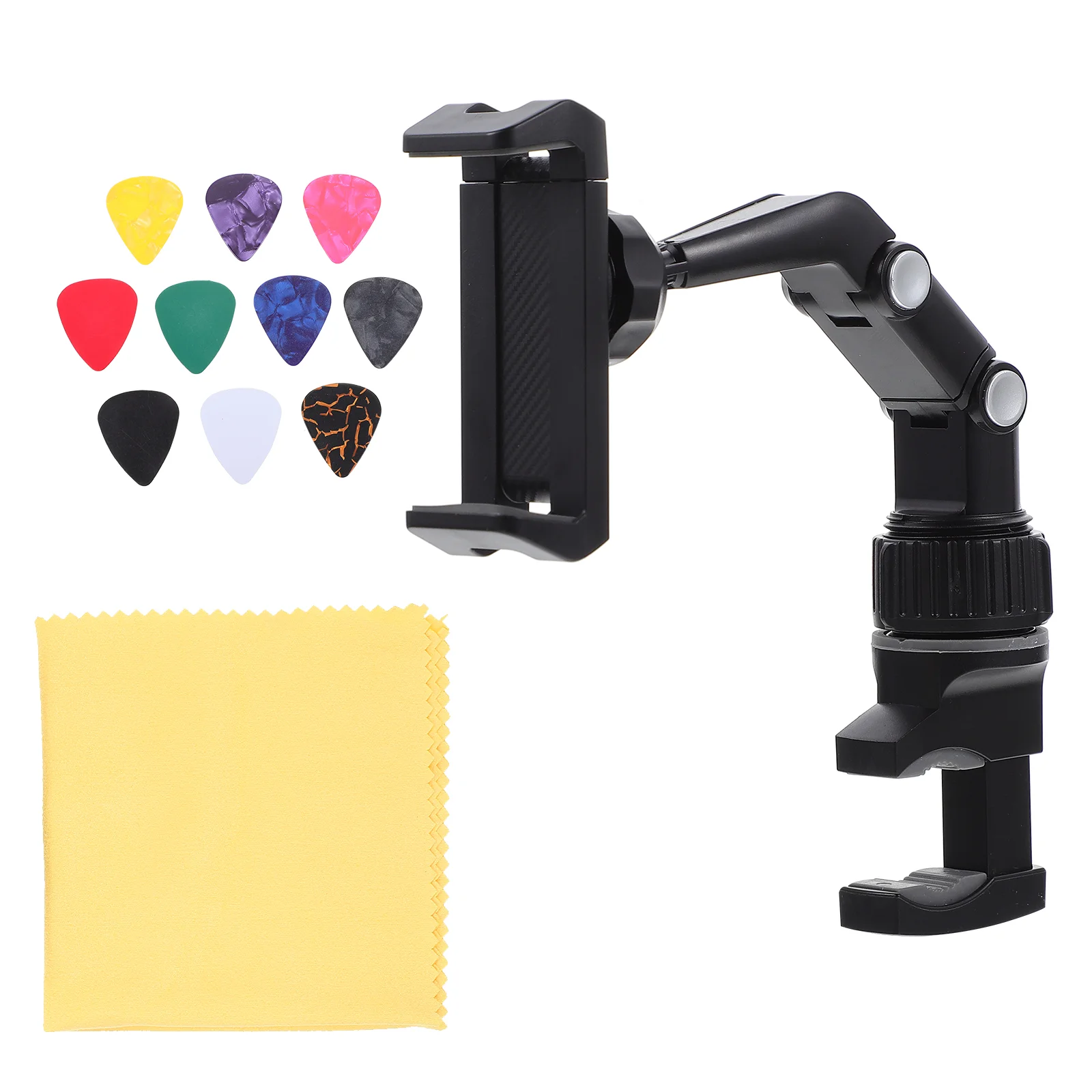 Guitar Musical Instrument Phone Holder Clip-on Rack Head Stand Bracket Cell Clamp Adjustable Mobile Support Shelf