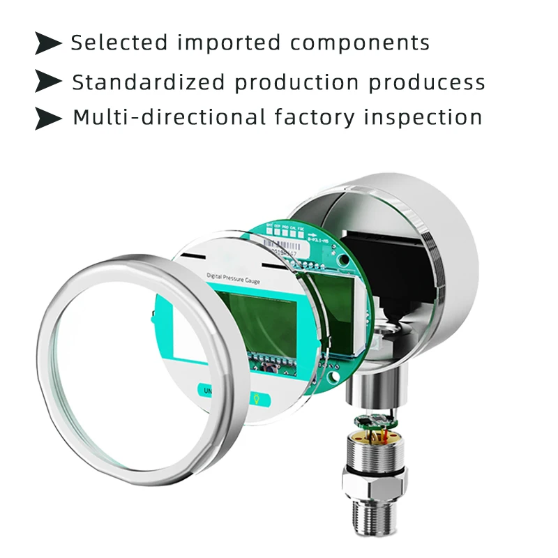 Pressure Gauge 0-1000bar Water Gas Oil Pressure Sensor Negative Pressuse With Backlight LCD Display Intelligent Pressure Gauge