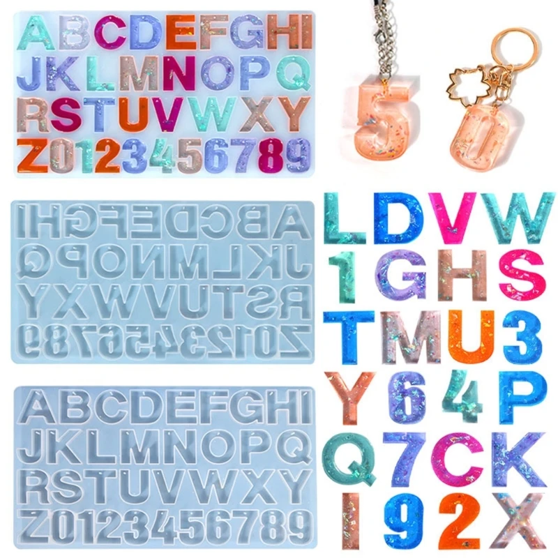 

DIY Alphabet Number Letter Keychain Silicone Molds with Hole Earrings Jewelry Pendant Charms Ornaments Epoxy Resin Casting Mould