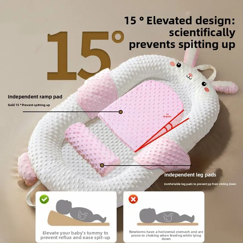 Lettino per neonato antiribaltamento letto in letto con 15 °   Copertura con cerniera lenitiva bifacciale inclinata Supporto per il sonno del neonato