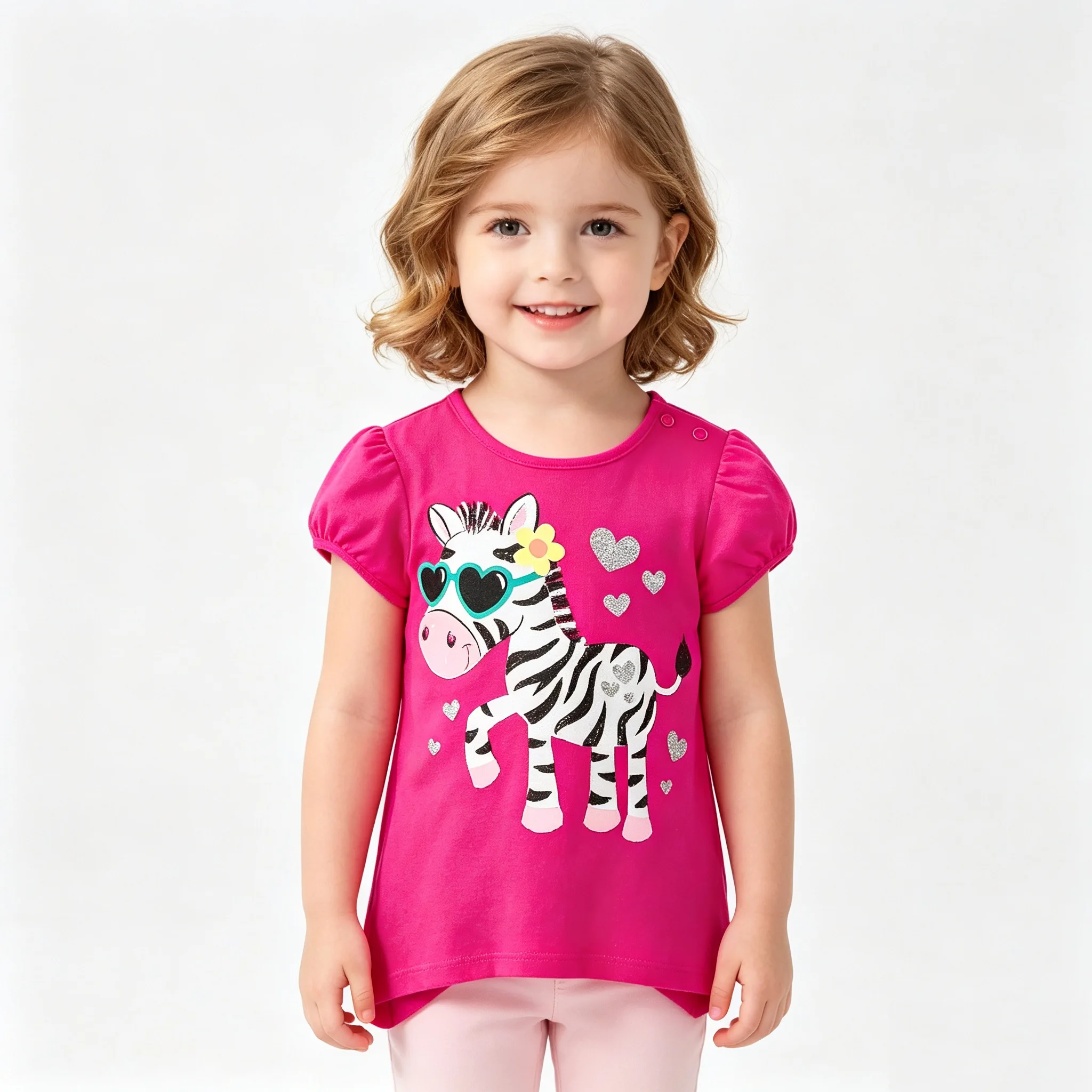 Giraffe Baby Girls Tee Shirts Short Sleeve Cotton Blouse Cartoon Girl's T-Shirt Kid Sweatshirt Outfit Top Children Jersey Jumper