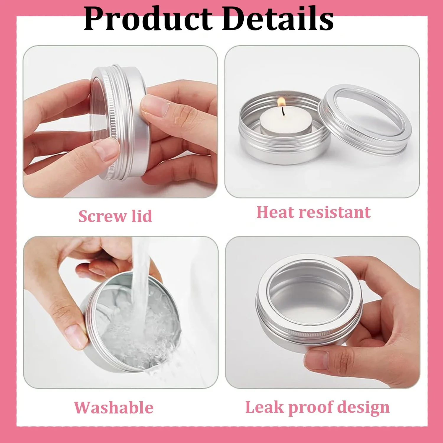 10/20PCS 60ML Round Aluminum Tins Screw Lid Containers with Clear Window Metal Empty Cans Travel Storage Jars Arts & Crafts