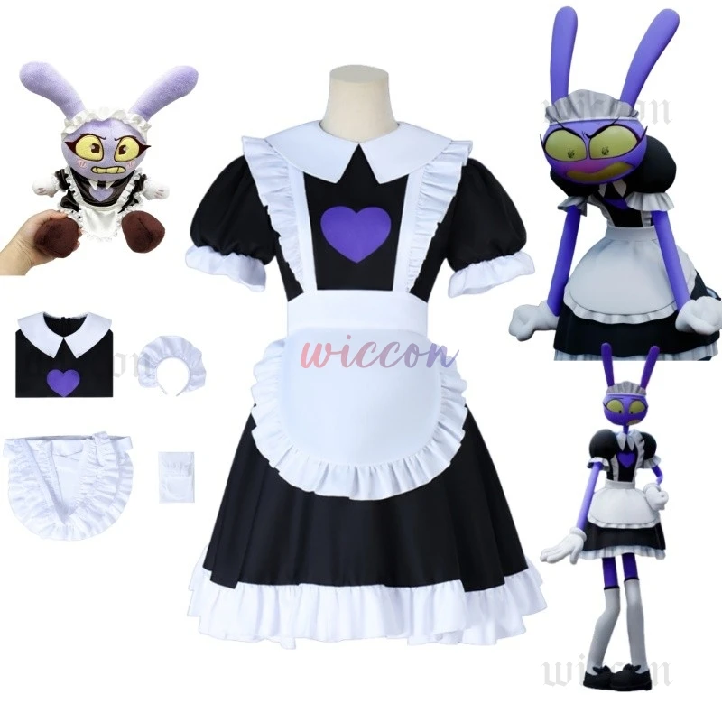 El increíble circo Digital Jax Maid Cosplay vestido de dibujos animados Halloween para niños niñas