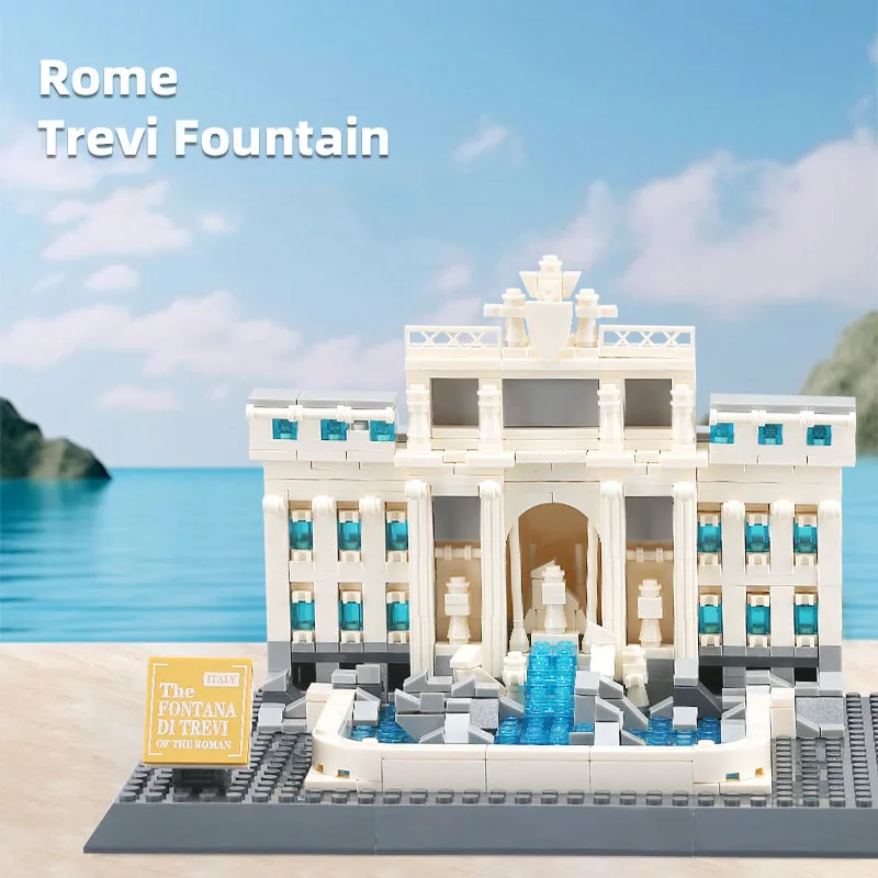 

Creative Building Block Italy Rome Trevi Fountain Construction Model Brick Famous Landmark Architecture Toy Collection For Gifts