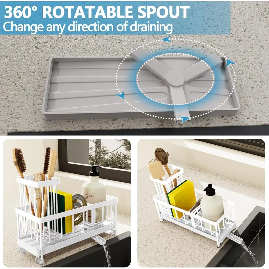 حامل الإسفنج لحوض المطبخ بالوعة العلبة المنظم أساسيات المطبخ ل كونترتوب الذاتي استنزاف الإسفنج رف موزع الصابون Stor