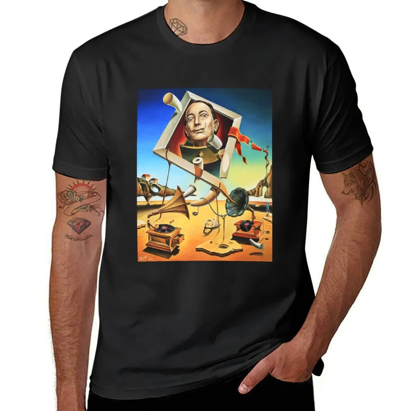 Salvador Dali, 1904-1989, Spain, Salvador Dali Surrealism Art T-Shirt plus size tops blanks mens vintage t shirts