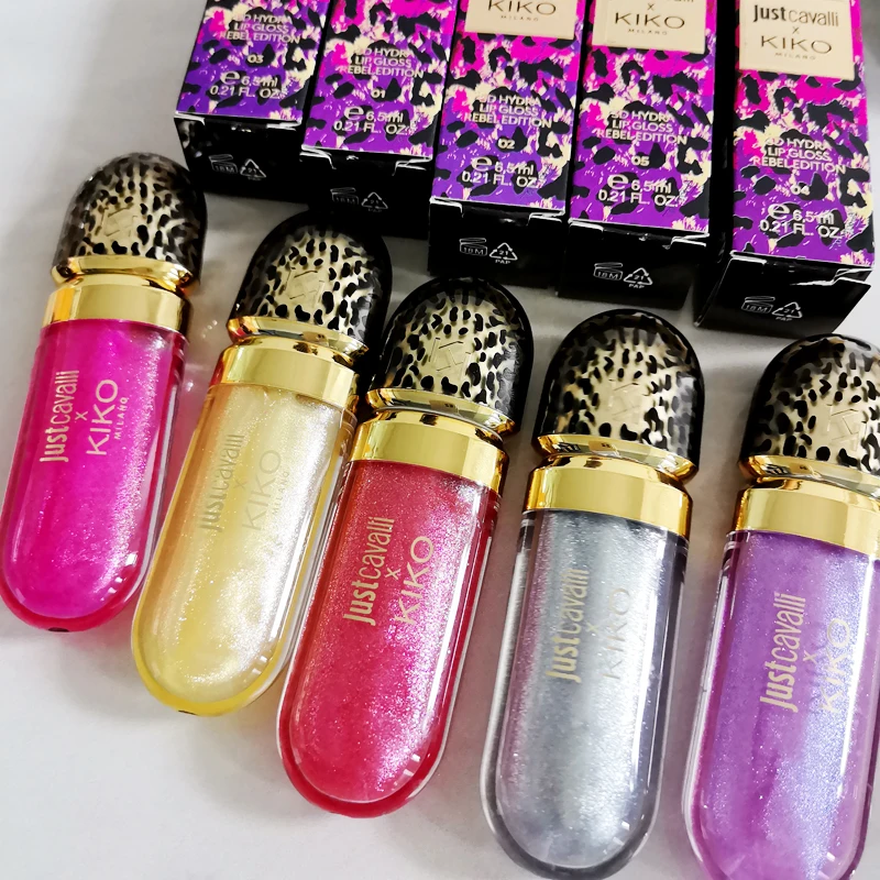 New Original 5 Colors KIKO Leopard Print Lip Gloss Plumping Mirror Shine Glass Lipstick Makeup 02 Jaguar Nectar 03 Flamingo Pop