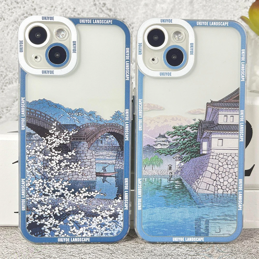 Case For Samsung Galaxy S20 S21 S22 S23 S24 A32 A33 A50 A52 A53 A73 A54 A14 Soft Cover Japanese Ukiyoe Landscape