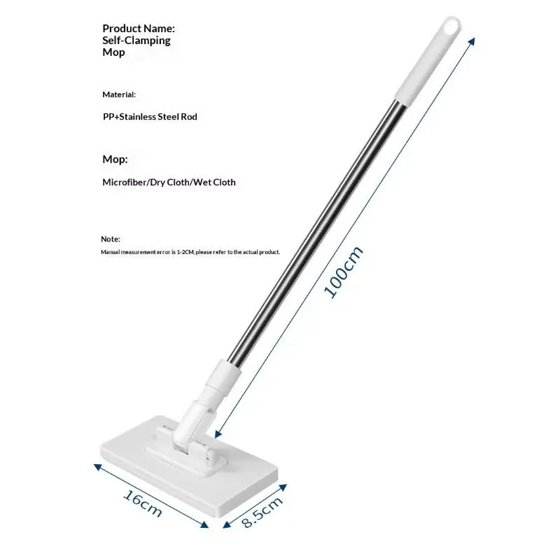 Lazy Automatic Mop No-Touch No Dirty Hands Clip-On Design Compatible with Wet Wipes for Office Floor Care