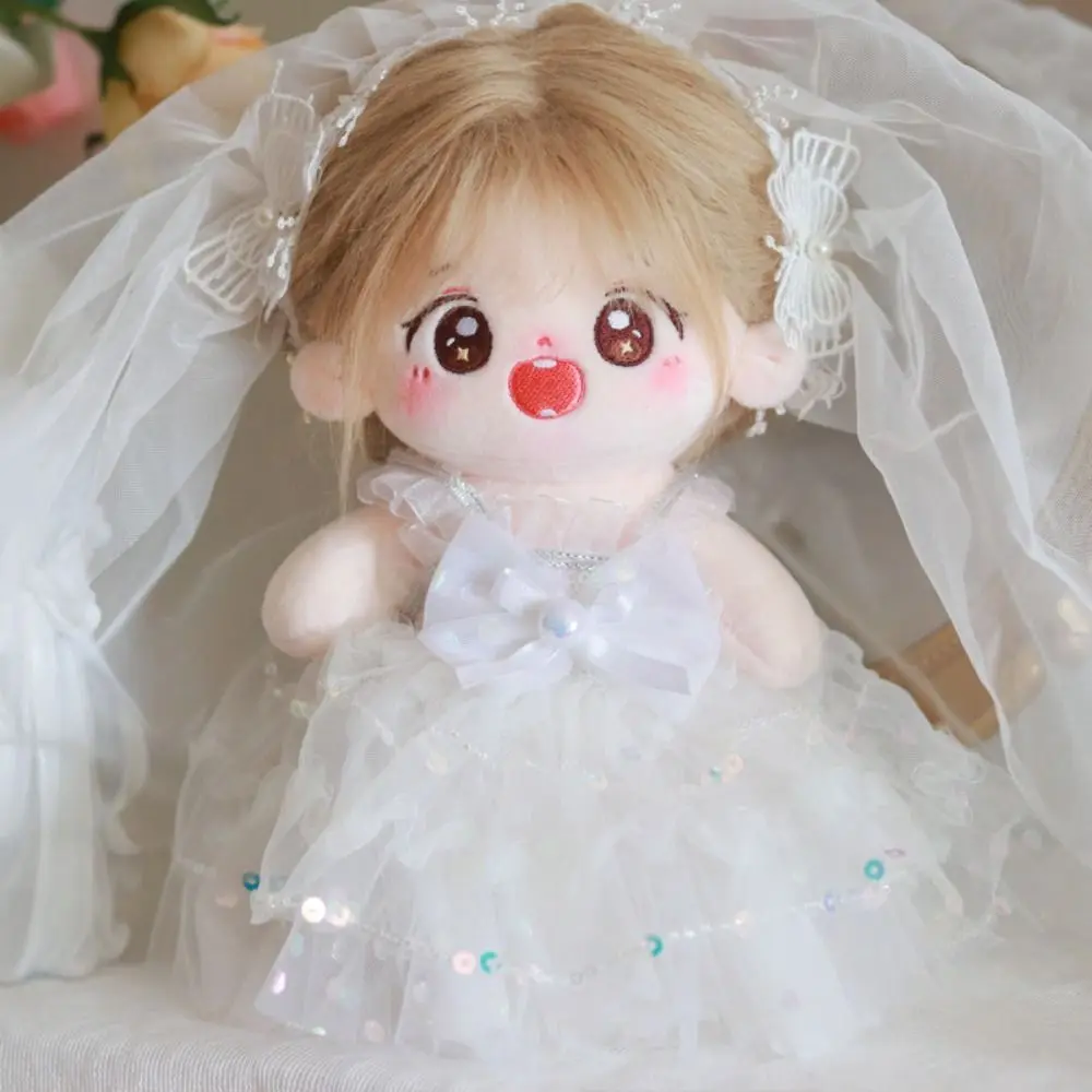 웨딩 드레스 20cm 면 의류 흰색 거즈 스커트 드레스업 면 의상 드레스 귀여운 컬렉션 20cm 꽃 드레스