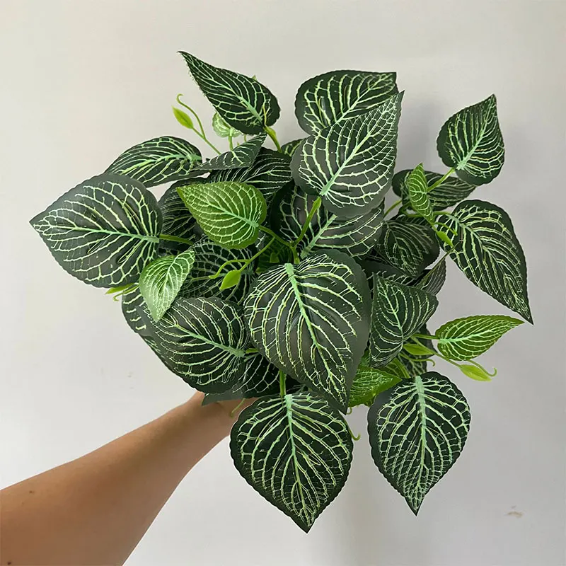 35cm 7 Forks Artificial Plants Fake Leaf Plant Wall Plastic Scindapsus Leaves Floral Small Creeper For Home Garden Office Decor