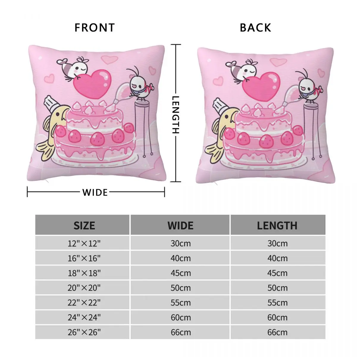 Shy Shrimp Birthday Cake Square Pillowcase Polyester Linen Velvet Pattern Zip Decorative Throw Pillow Case Bed Cushion Case