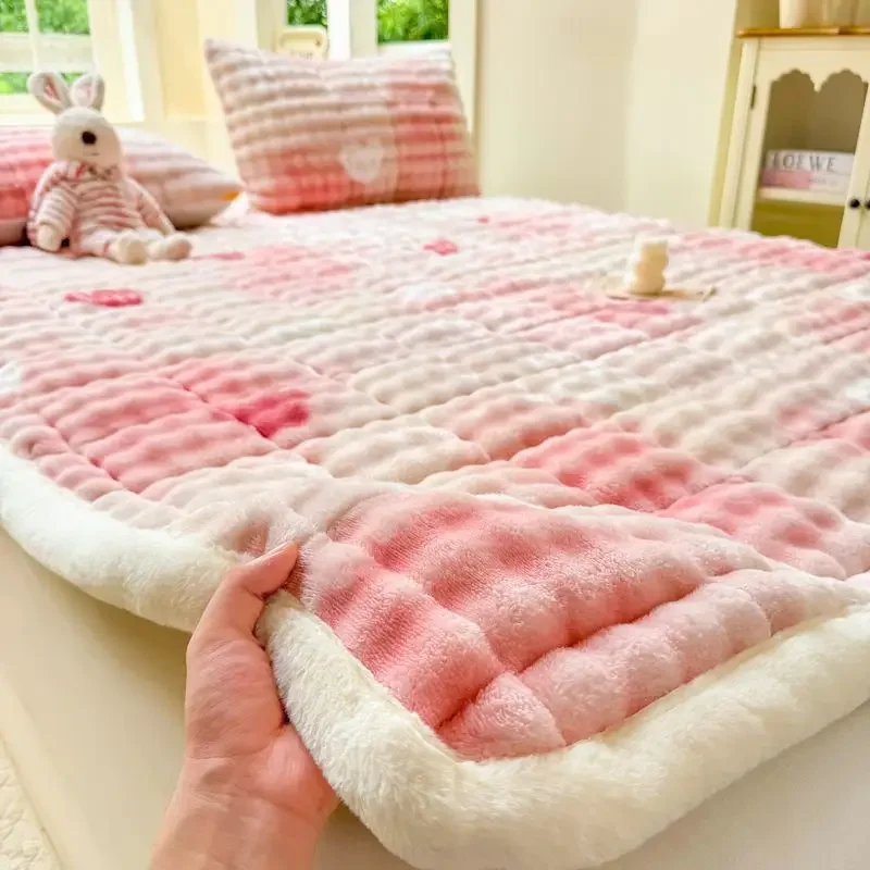 

Winter Thick Warm Bed Sheet Coral Velvet Mattress Topper Dormitory Thin Bed Pad Double Bedspread Mattress Cover Tatami Floor Mat