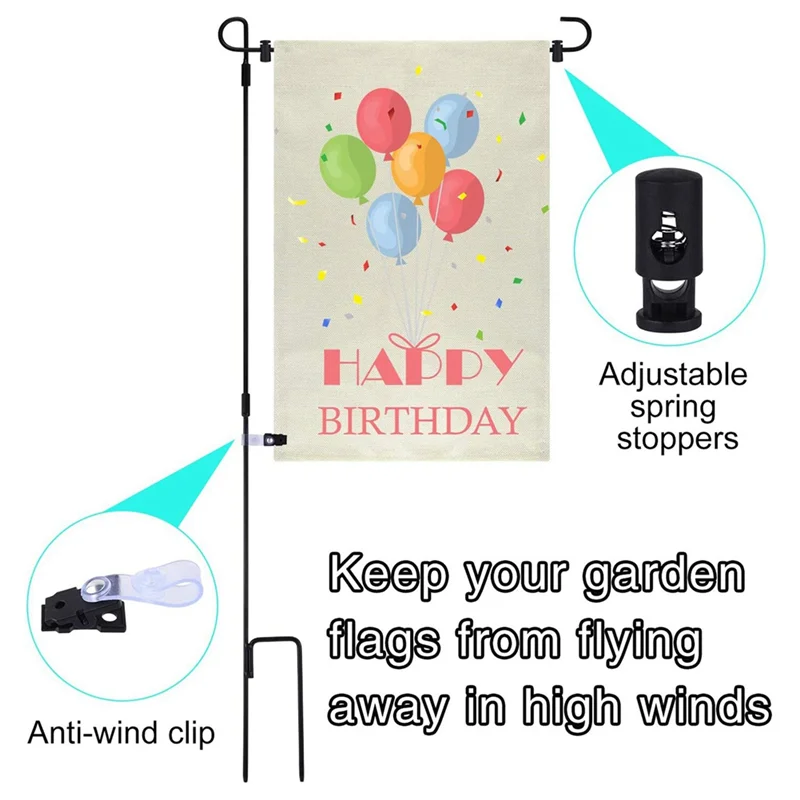 2X Garden Flag Stand Garden Flag Pole Holder With Garden Flag Stopper Anti-Wind Clip For Outdoor Decorative Yard Flag-A78G