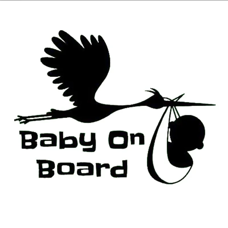 

16 * 12.2cm Baby Car Stork Design Bumper Window Motorcycle Helmet Accessories Decoration Vinyl Scratch resistant Car Stickers