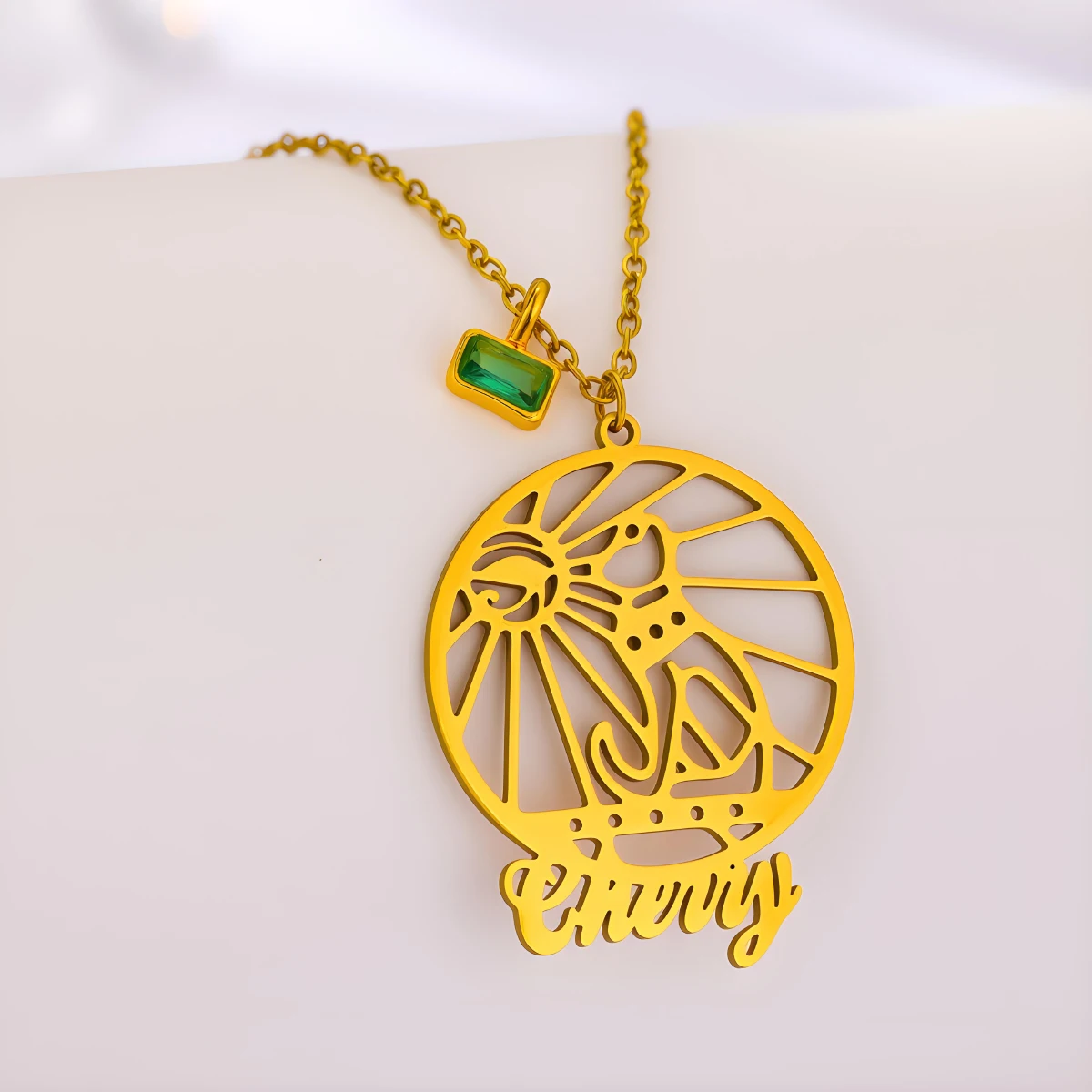 

Chandler Custom Name Stainless Steel Lion and Sun Pendant Necklace Men Persia Shamshir Lion Iranian Fashion Jewelry Gifts