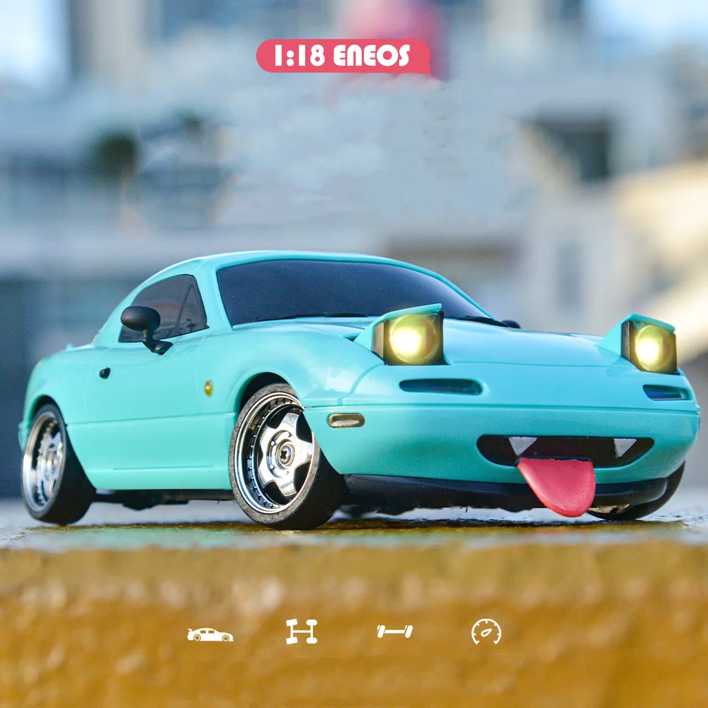 LDRC 1804 RTR 1/18 2.4G RWD RC سيارة الانجراف لمازدا MX-5 الدوران مصباح ليد على الطريق كامل النسبي سبيكة الجسم شل سباق السيارات