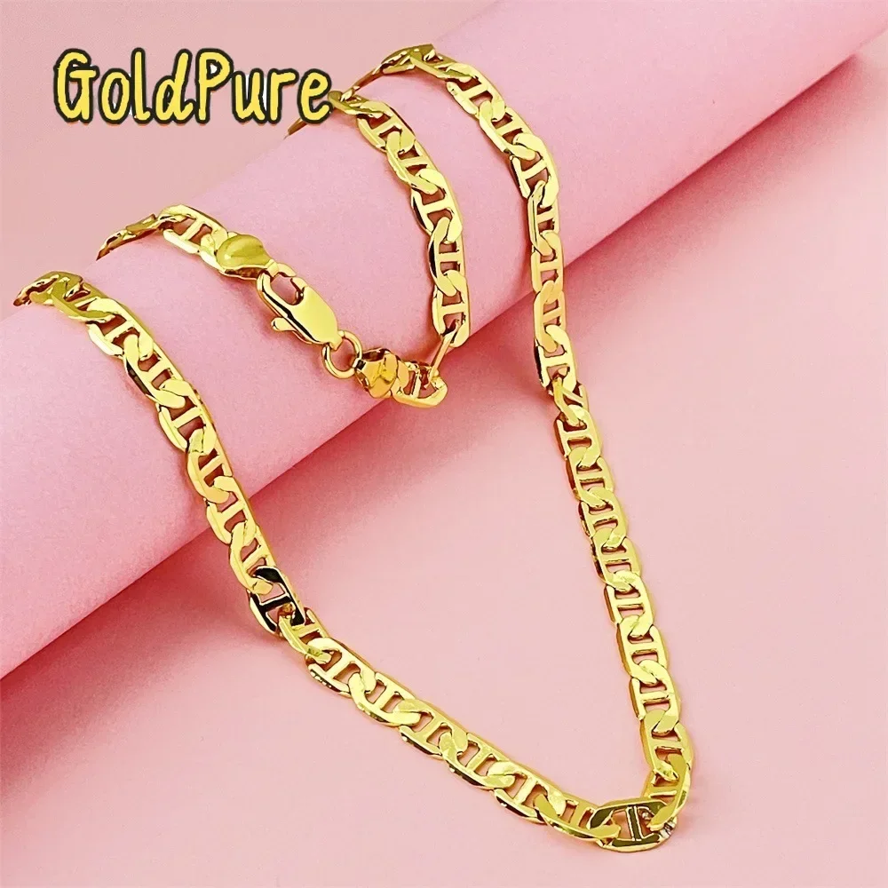 

Goldpure Luxury 18K AU750 Pure Gold real gold Men's 6MM Japanese Necklace 45cm 50cm 55cm 60cm