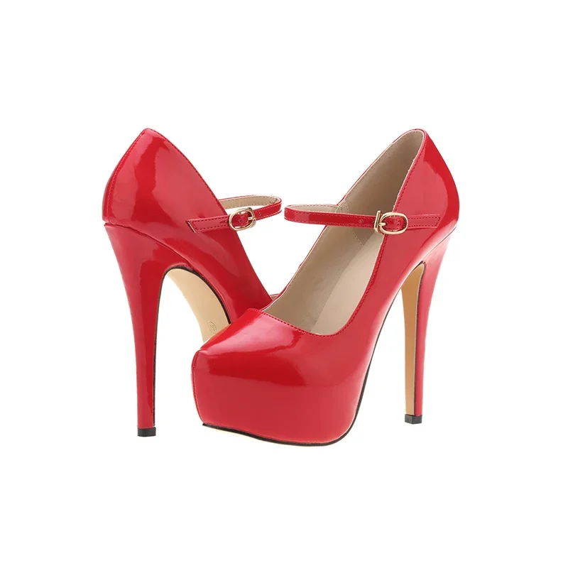 

2026 Wedding Shoes Fashion Party Thin Heels New Women Pumps Platform Ankle Strap Stiletto High Heels Dress Buckle