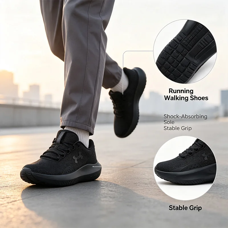 Under Armour White Gray Athletic Running Shoes Breathable Mesh Thick Sole Non-Slip Sneakers for Gym Walking Outdoor