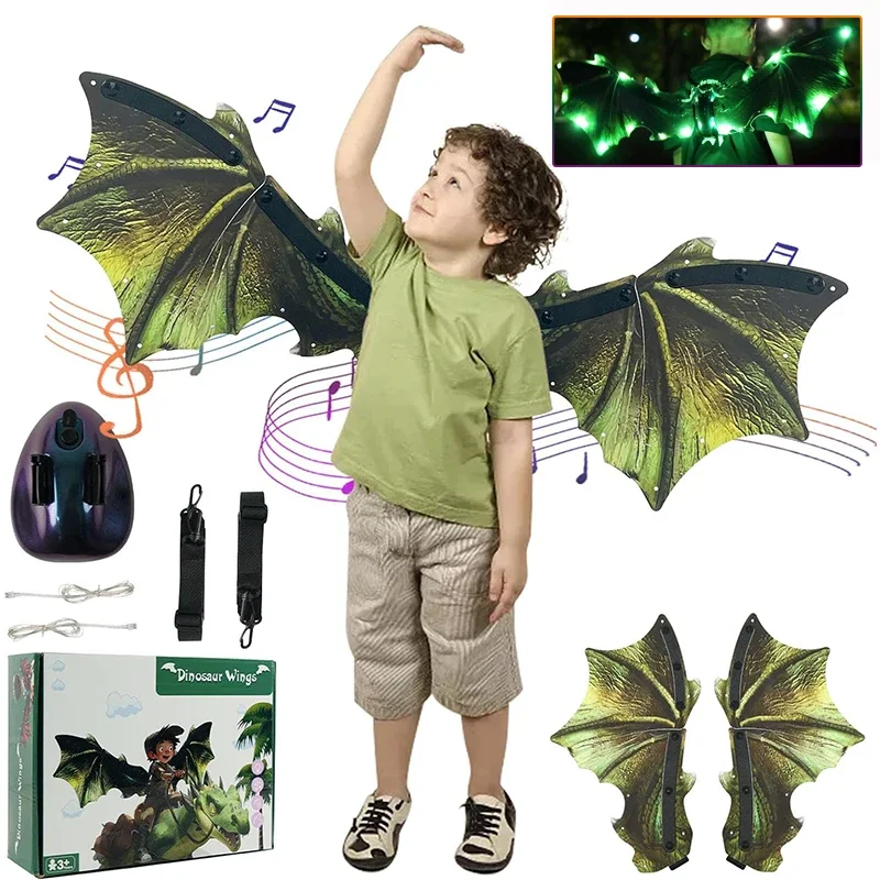 Dinosaur Wings Fun Electric Clapping Butterfly Feathers Kids Light Up Back Decoration Halloween Music Lights Bionic Toys