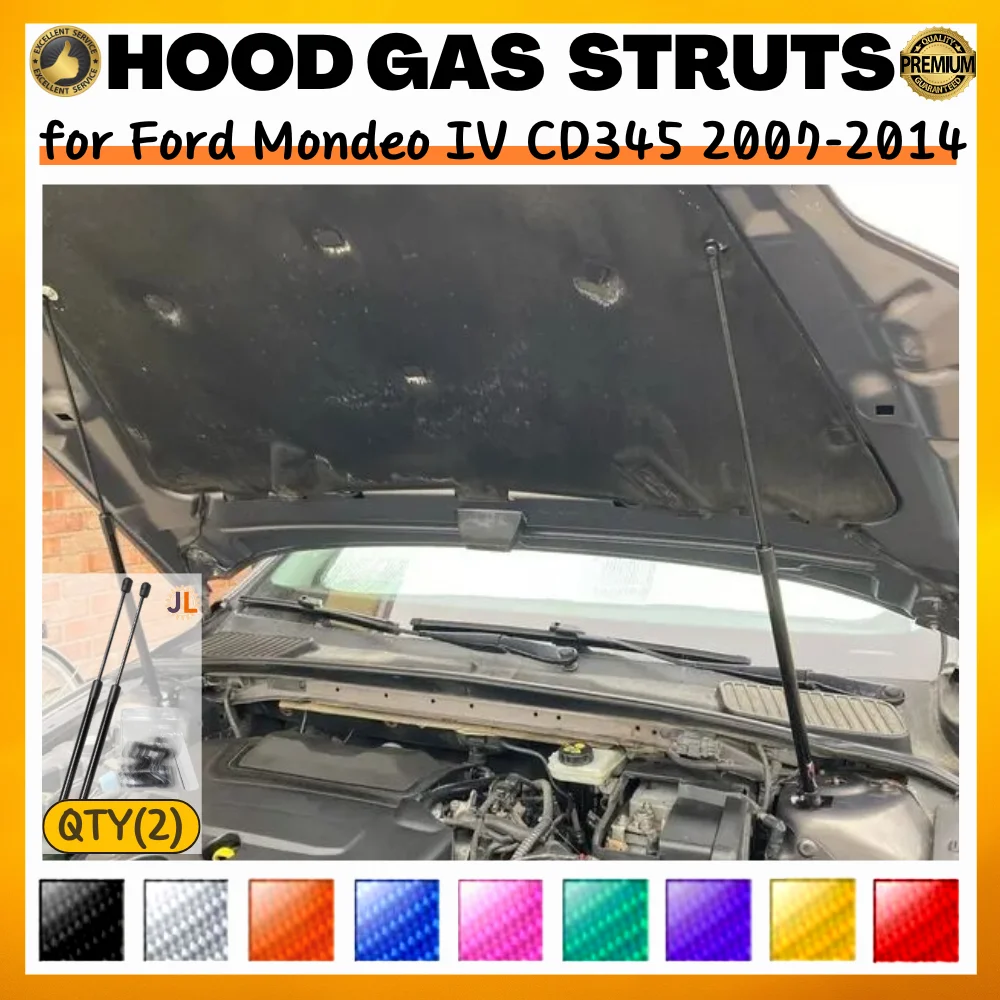

Qty(2) Стойки капота для Ford Mondeo IV CD345 2007-2014, модификация переднего капота, газовые пружины, амортизаторы, подъемные опоры, демпферы