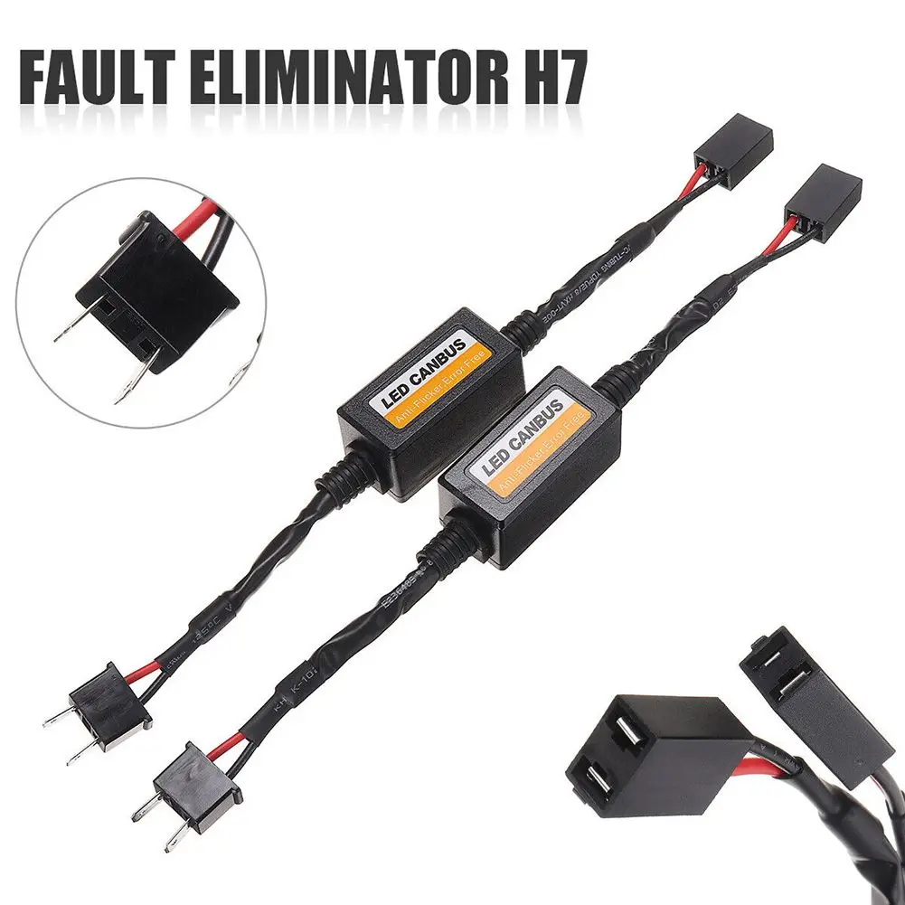 2pcs LED Canbus Decoder Adapter DC 9V-16V H7 Headlight Fog Light LED Canbus Der Canceller Error Resistor Anti Flicker
