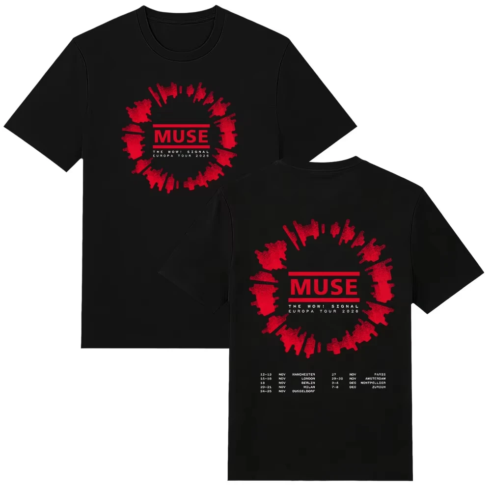 MUSE The Wow! Signal Europa Tour 2026 T Shirts Short Sleeve Cotton T Shirts Tops Rock Band T-Shirts Women Men Summer Top Tees