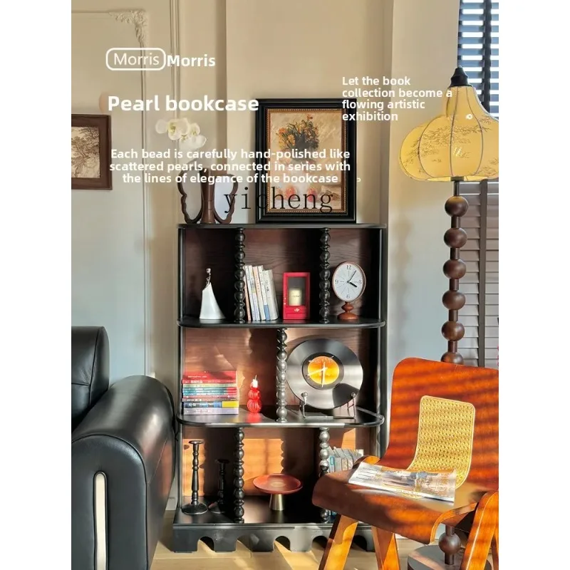 Gz-21 Furniture French Retro Bookcase Solid Wood Bookshelf Medium Antique American Floor Short Side Cabinet view 2