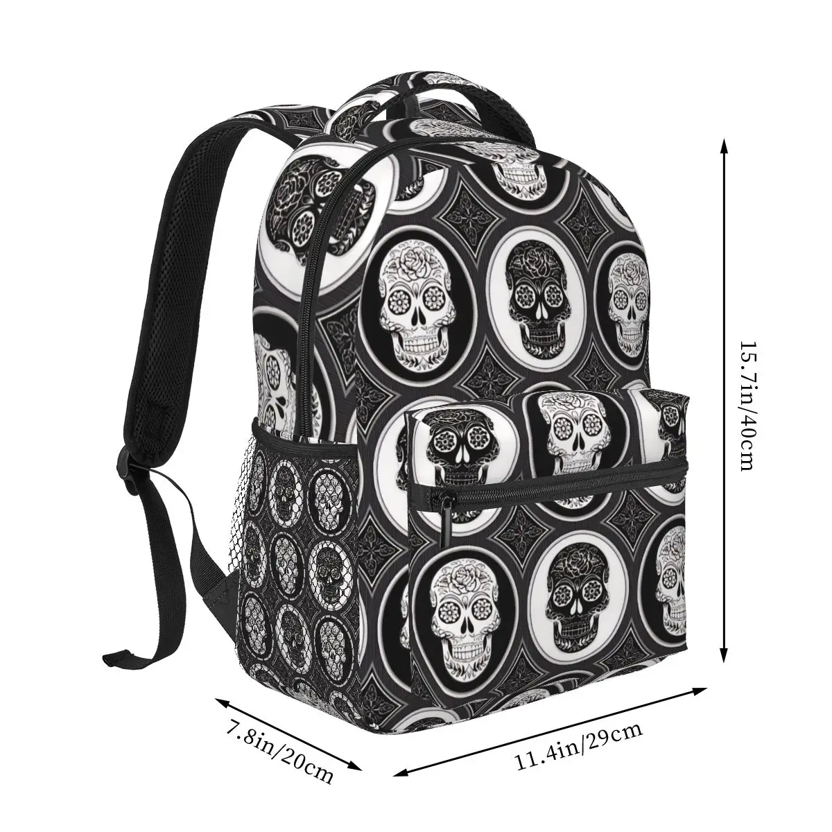 Skulls Calaveras Day Of The Dead Dia De Los Muertos Backpack Skull Style Travel Rucksack Daypack for Teenage School Laptop