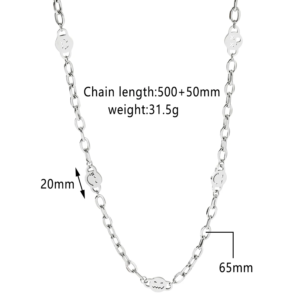 Trendy Hip-Hop Funny Emojis Necklace Hollow Smiley Face Spliced Titanium Steel Pendant Party Jewelry Accessory for Men Women view 6