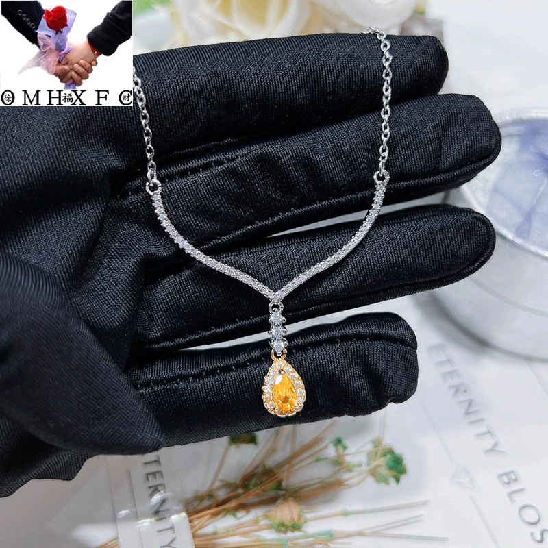 

Wholesale NA713 European Fashion Woman Bride Party Birthday Wedding Gift Water Drop AAA Zircon 18KT White Gold Necklace