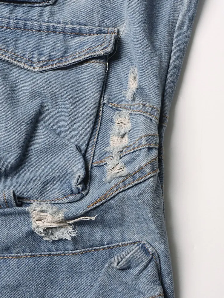 KBQ Spliced Pockets Streetwear Denim Jumpsuits For Women Slash Neck Sleeveless High Waist Casual Slim Jumpsuit Female Fashion
