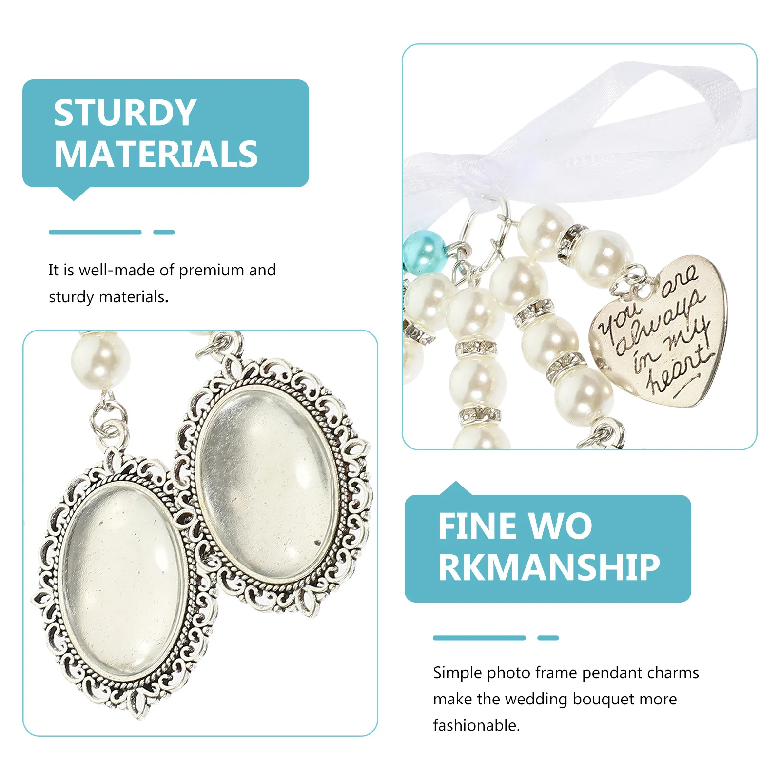 1 مجموعة 1 مجموعة اللؤلؤ القلب قلادة الزفاف التذكاري الصورة سحر Diy إطار صور ل باقة قلادة الحرفية صنع المجوهرات العرض