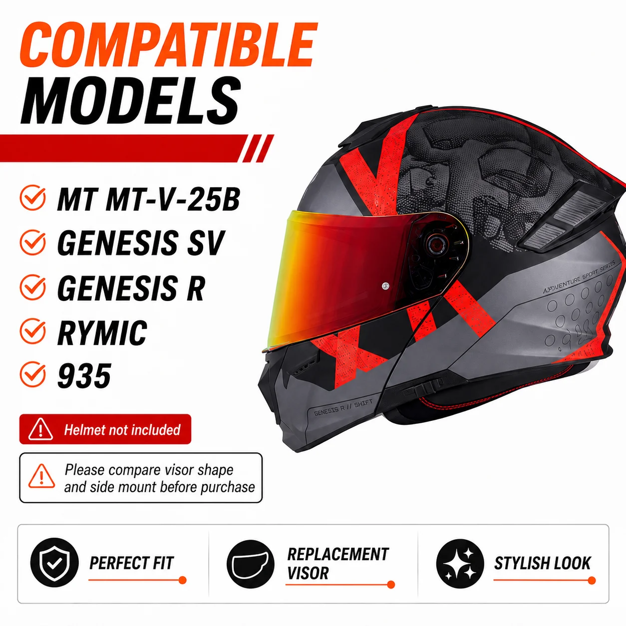 Motorcycle Helmet Lens For MT-V25B Genesis SV Genesis R SV Rymic R935SV Helmet Visor Windshield Shield Helmet Accessories