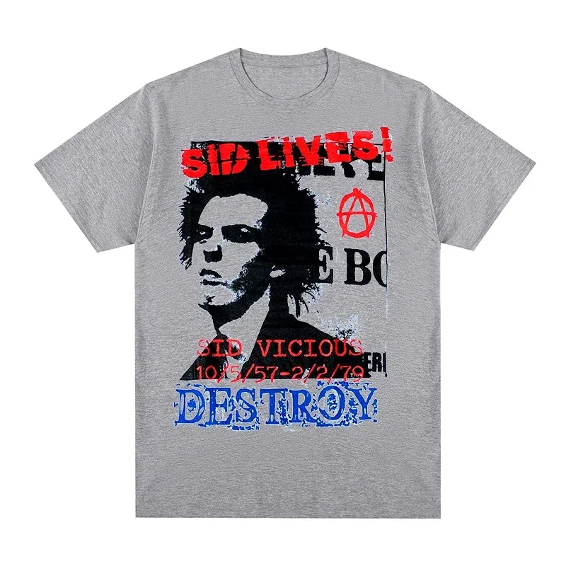 Camiseta vintage de los Sex Pistols, camiseta de hombre 100% algodón de la banda de punk hard rock de Sid Vicious, camiseta nueva, camisetas para mujer