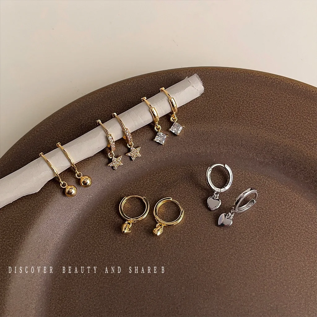 DIY accessories Simple daily~ micro-inlaid zircon star ear buckle women's ins tide personalized love earrings niche fashion vers
